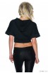 Top negru Cropped cu Gluga