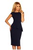 Rochie midi navy , Peplum Mulata cu Maneci Scurte