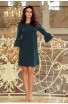 Rochie Verde Mini in Forma de A cu Maneci Evazate