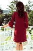 Rochie Mini Bordo in Forma de A cu Maneci Evazate