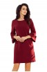 Rochie Mini Bordo in Forma de A cu Maneci Evazate