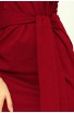 Rochie bordo office din material lastic si cu maneci lungi