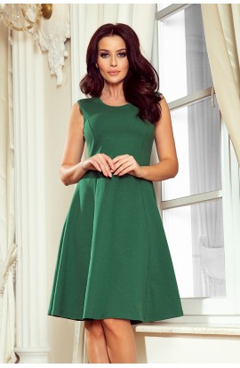 Rochie verde eleganta trapezoidala fara maneci